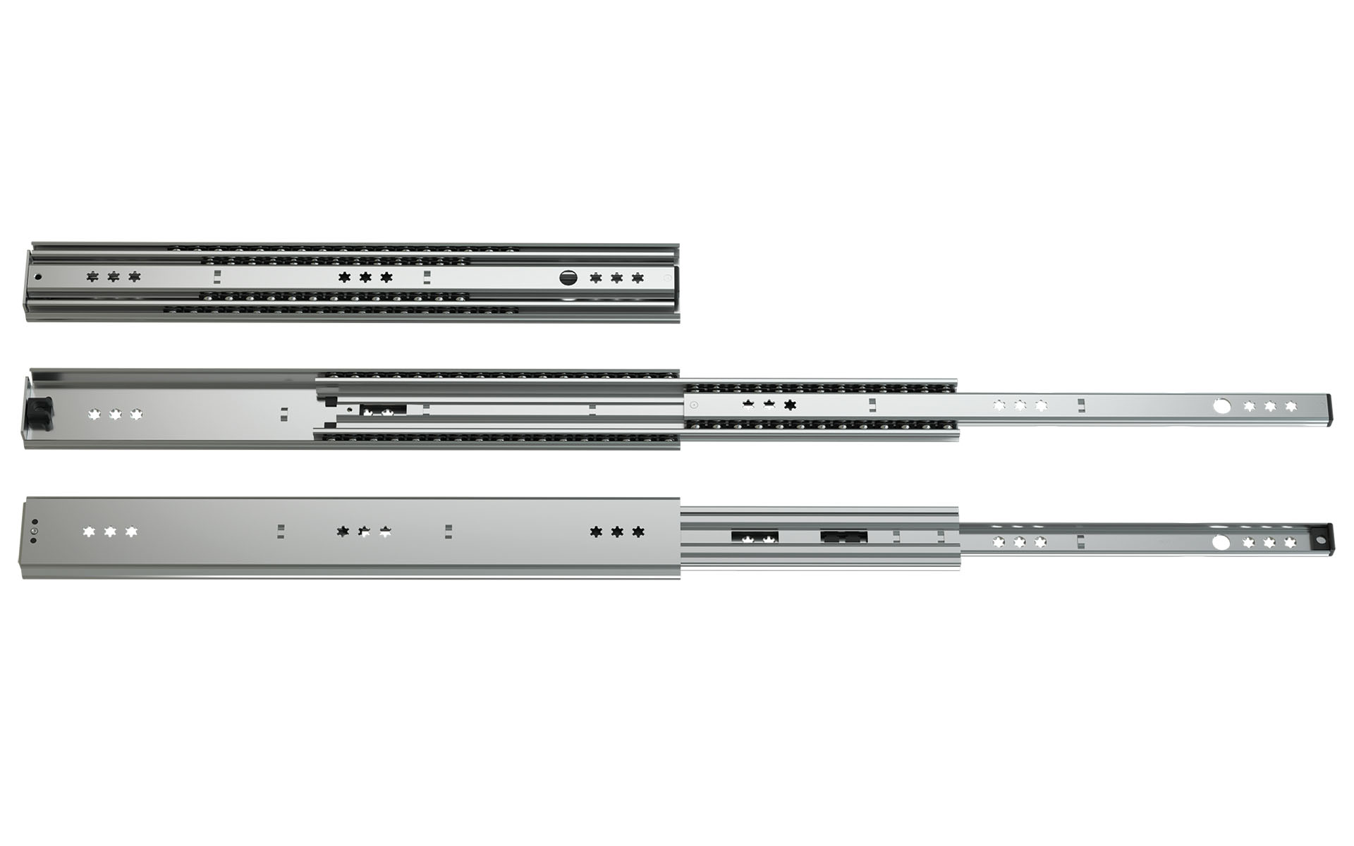 Teleskopschiene Vollauszug 070 | bis 200 kg | Zuhaltung | Schock Metall CLASSIC