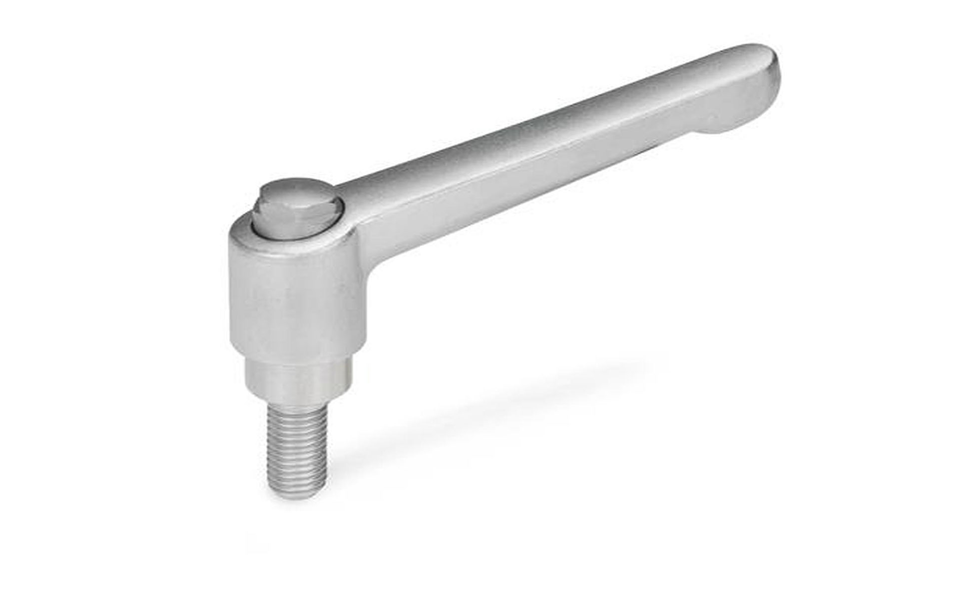 Adjustable stainless steel clamping lever, with screw, external hexagon, electropolished