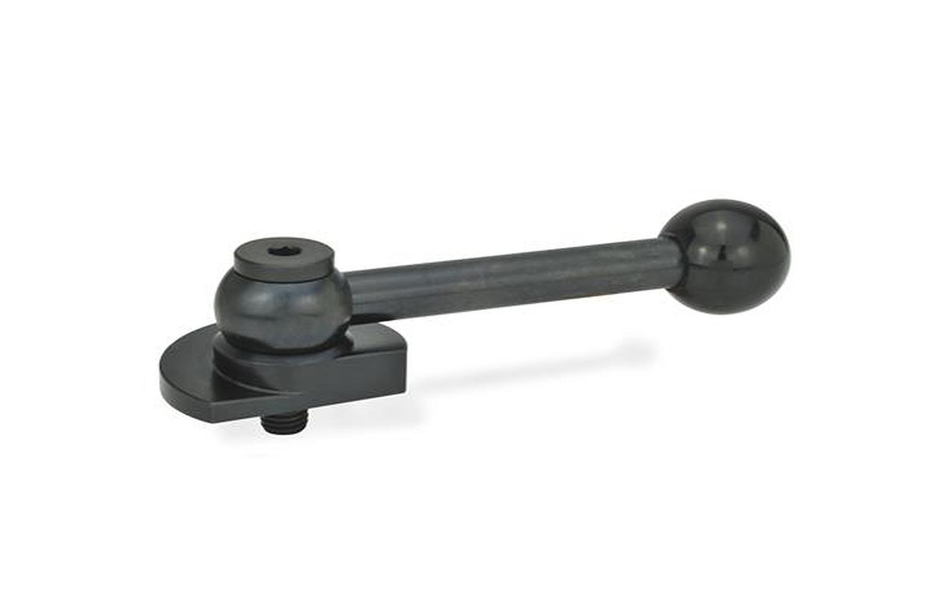 Clamping latch with ball handle, straight, clamping upwards, steel