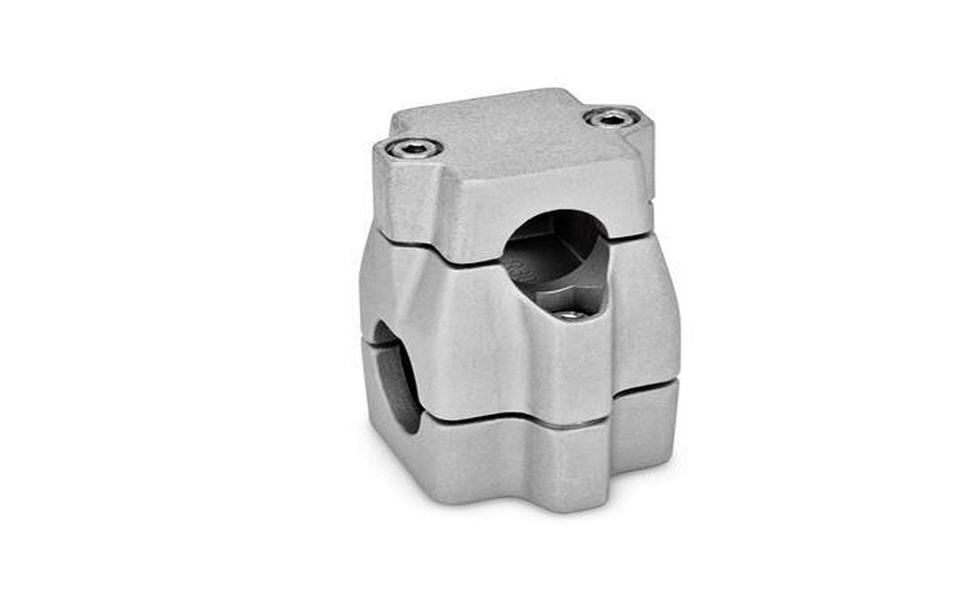 Cross clamp connector, multi-part, unequal bore dimensions