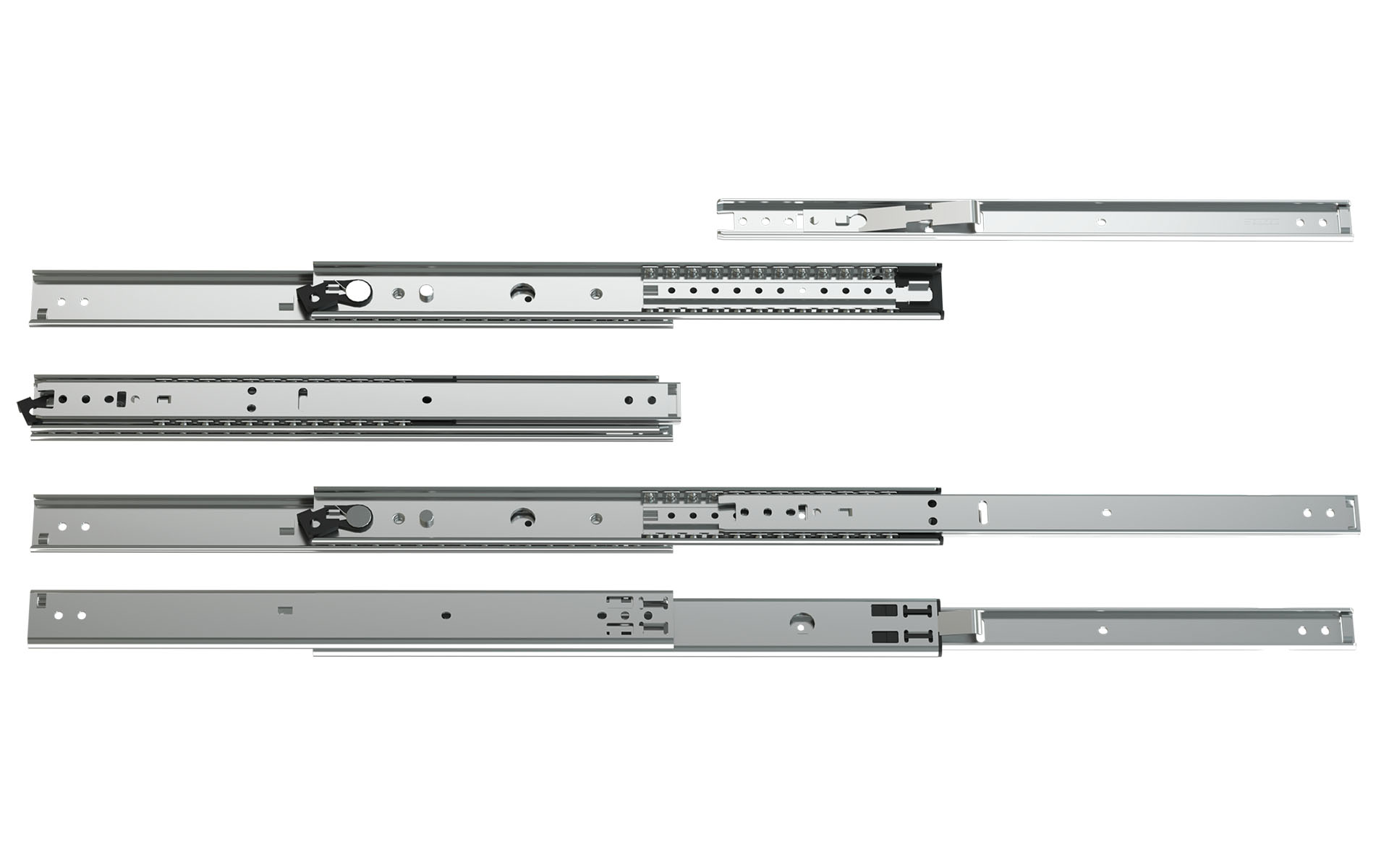 Teleskopschiene Überauszug 044 | bis 60 kg | Schnelltrennung, Aushalterung | Schock Metall CLASSIC