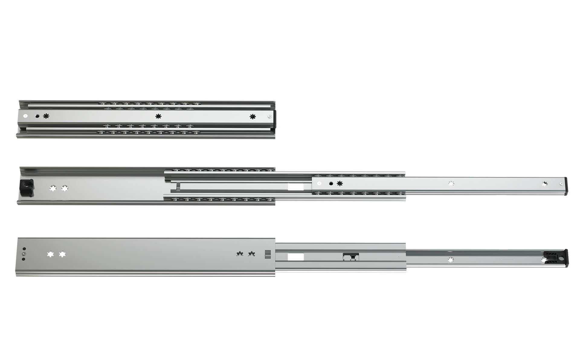 Teleskopschiene Überauszug Serie 037 | bis 100 kg | Zuhaltung | Schock Metall CLASSIC 