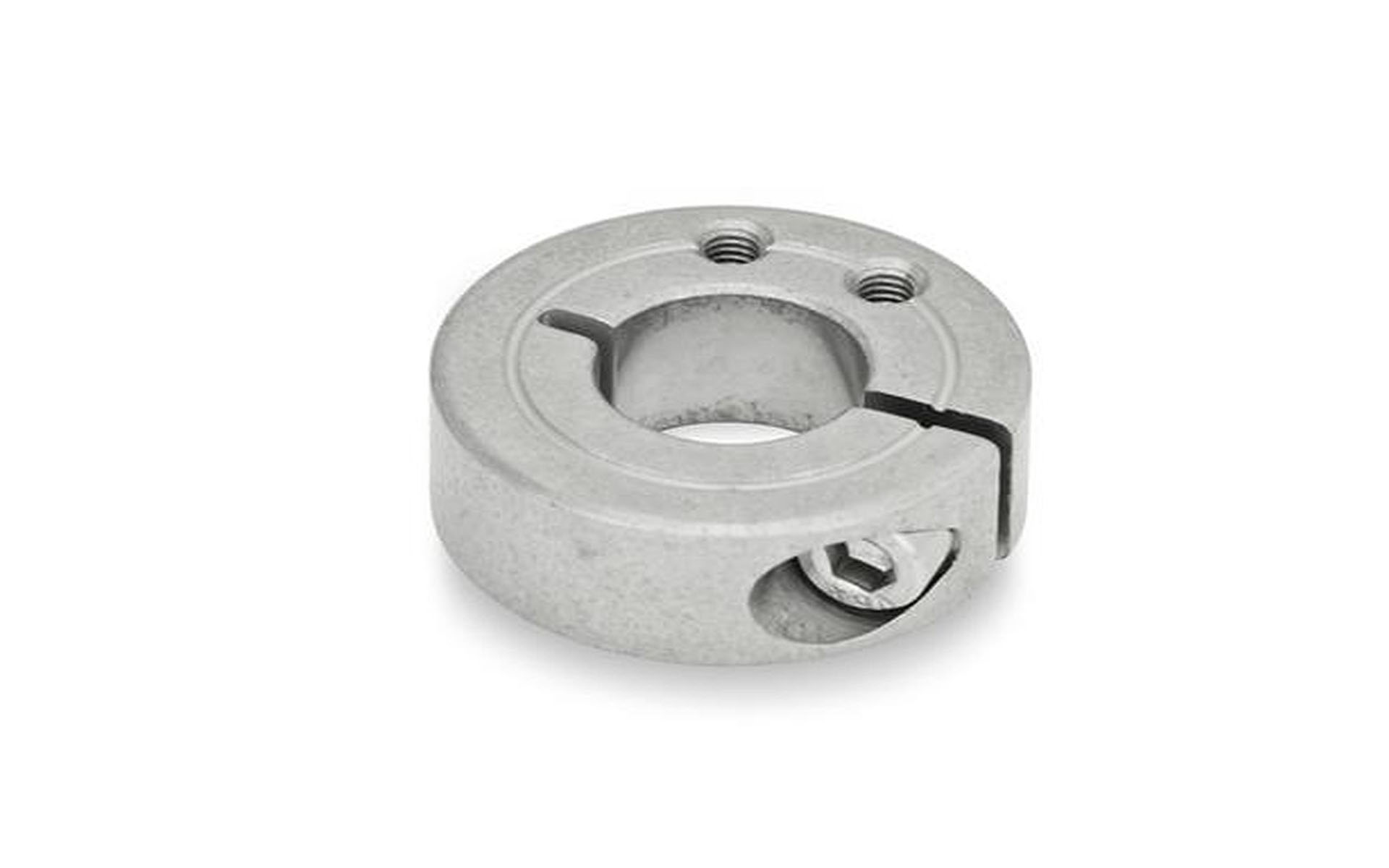 Geschlitzte Edelstahl-Stellringe, mit Anbau-Gewindebohrungen, axial