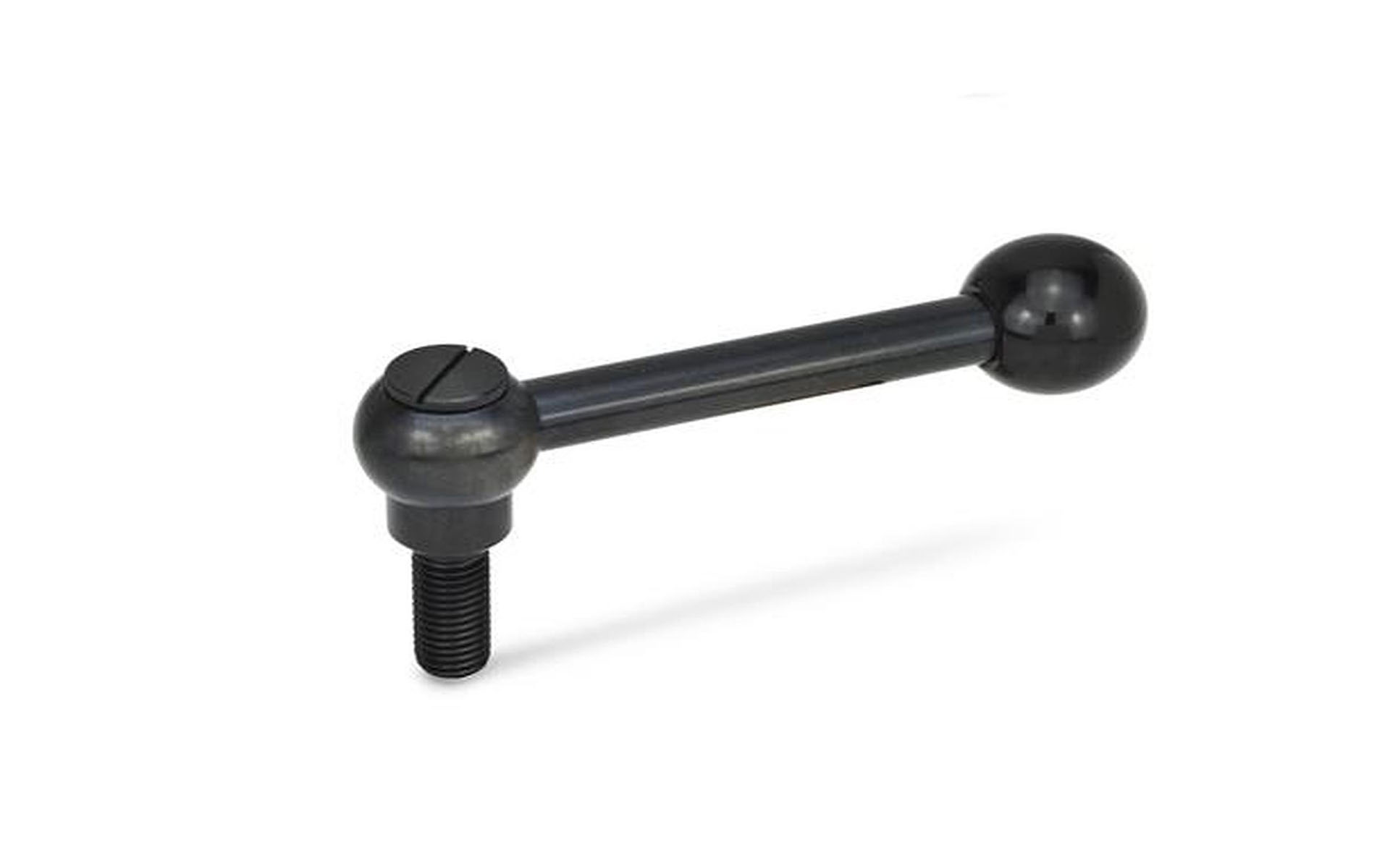 Adjustable ball handle, straight, with grub screw, steel