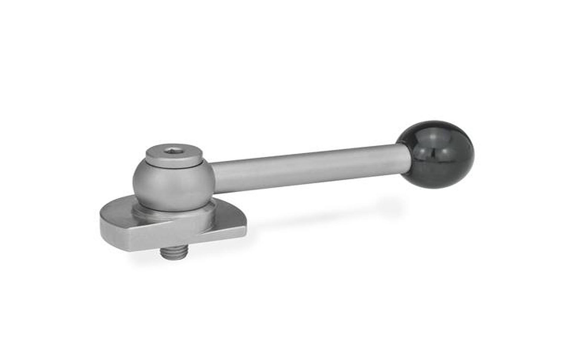 Clamping latch with ball handle, straight, clamping upwards, stainless steel