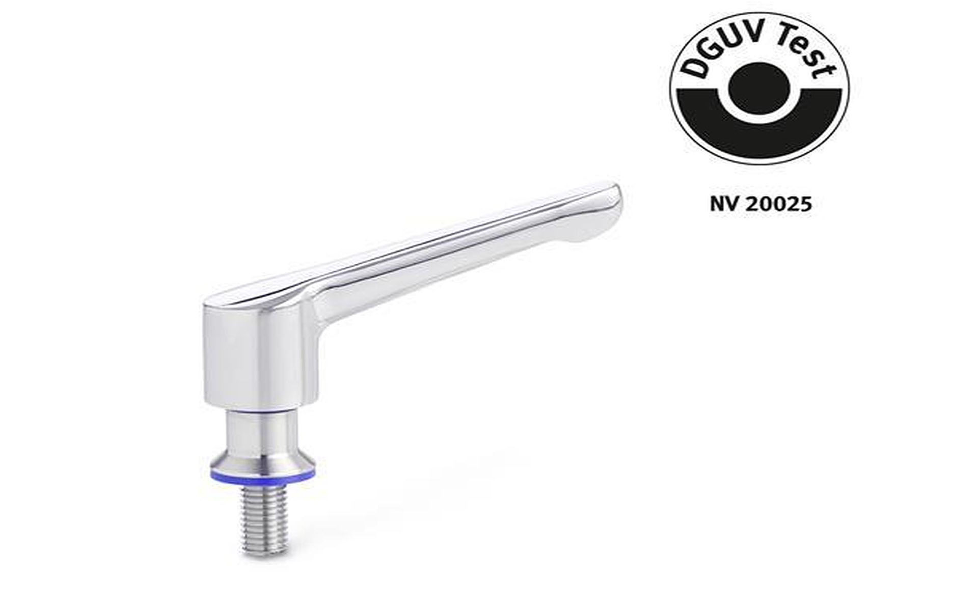 Adjustable stainless steel clamping lever, with screw, hygienic design